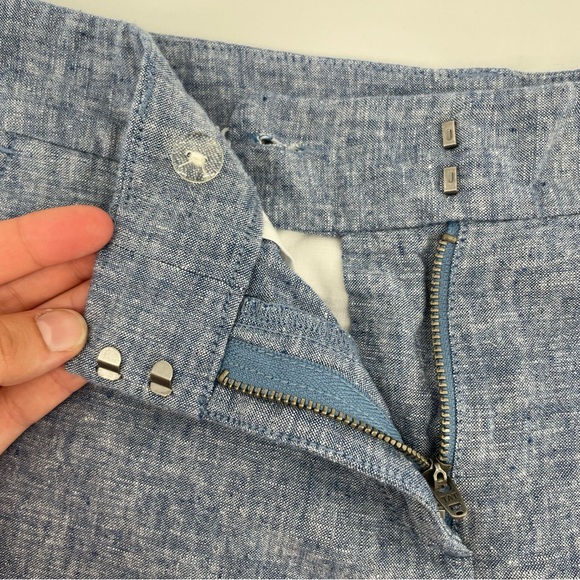 Loft Shorts Navy Blue Linen Cotton Blend Petite 6 - Picture 3 of 5